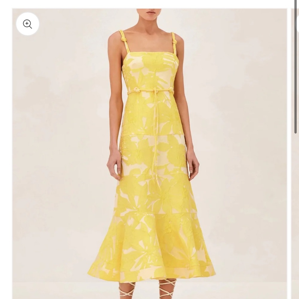 ALEXIS Delphine yellow midi dress